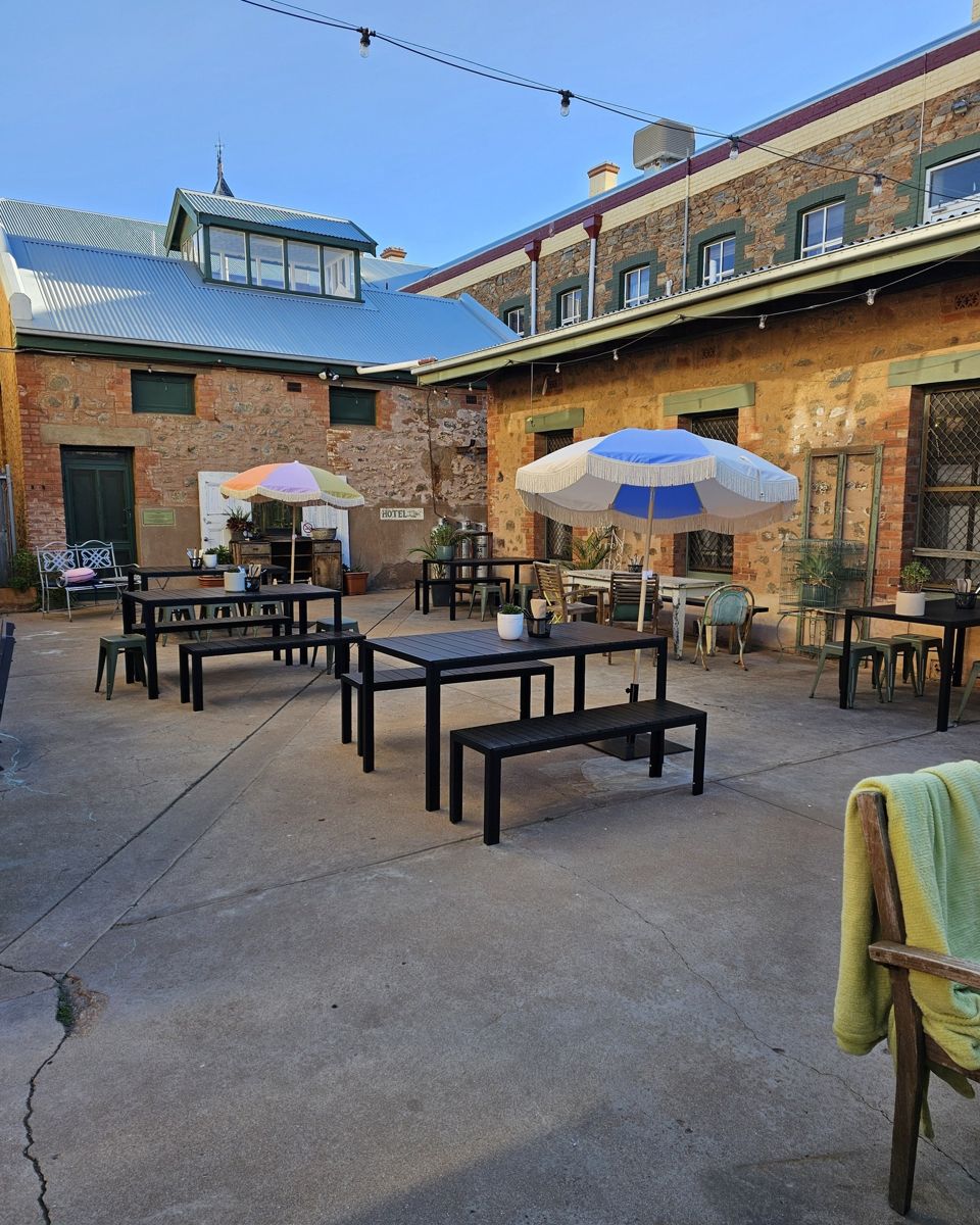 Outdoor tables at The Deli on the Town Square