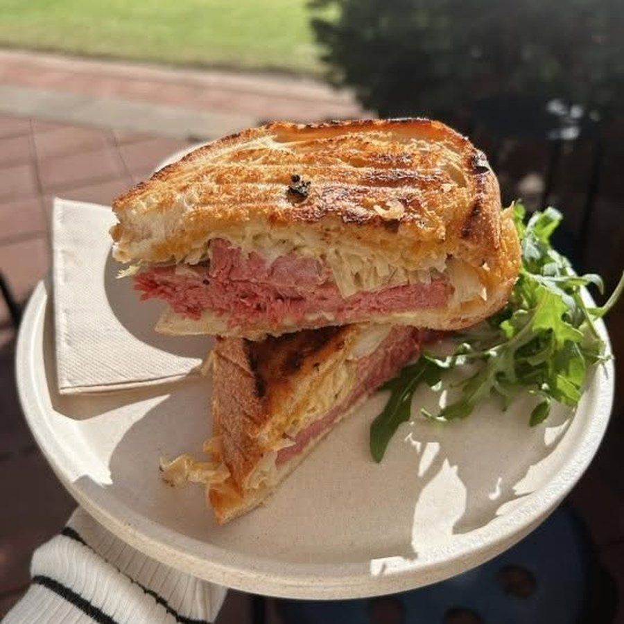 A toasted sourdough sandwich from The Deli Cafe